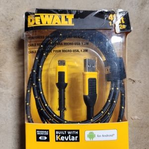 DEWALT MICRO USB CHARGER REINFORCED BRAIDED CABLE 4' FT 1.2M REVERSIBLE